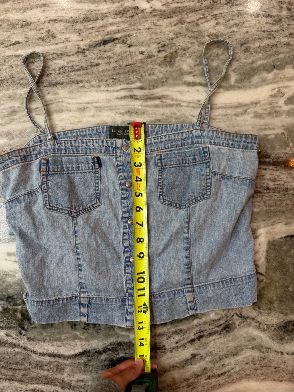 Vintage Lauren Ralph Lauren Blue Denim Button-Front Cami Top - Picture 5 of 7